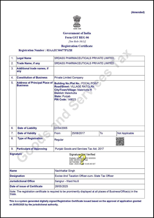GST Registration certificate